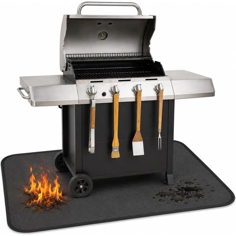 97 x 127 cm Tapis Barbecue Exterieur Tapis Anti feu Gril Ignifuge Résistant à la Chaleur Jusqu'à 1000 °C Tapis Anti feu Gril Ignifuge , Fibre de Verre, Pour Sol, Pelouse, Camping et Terrasse (1/5)