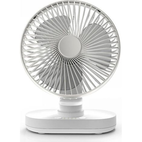 Ventilateur de bureau, ventilateur de batterie silencieux automatique 16,5 cm, 4 vitesses, 4000 mAh rechargeable par USB, fonctionne sur batterie, argent (1/5)