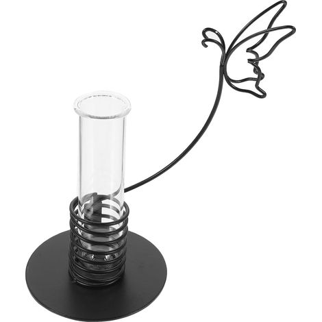 Vase à Fleurs Séchées en Verre avec Tube à Essai et Cadre en Fer Forgé, Design Créatif, Transparent, Taille, pour Décoration Intérieure Salon Chambre la Cuisine, (1/5)