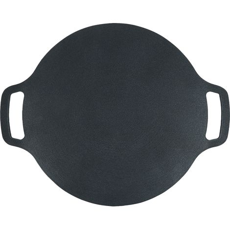 Grille de cuisson ronde antiadhésive multifonction pour barbecue coréen, revêtement 6 couches, poignées doubles, 33 cm, compatible gaz. (1/5)