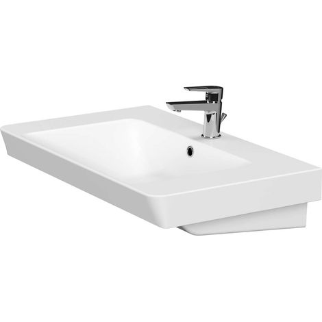 kielle Minor - Lavamani 8x5 cm, con troppopieno e foro per miscelatore, bianco 30621800 (1/3)
