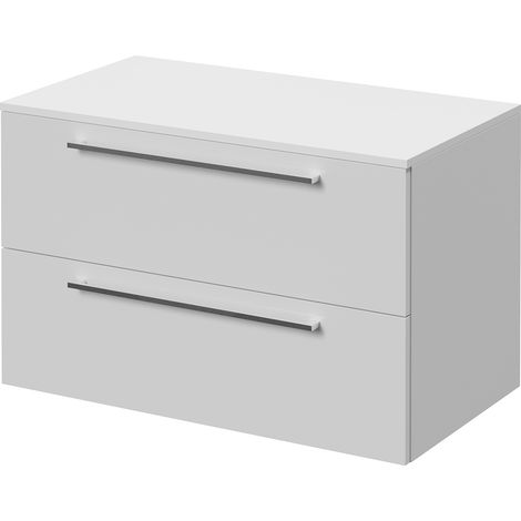 Napoli 460 Gloss White 800mm Wall Mounted 2 Drawer Vanity Unit for Countertop Basins - 800mm - Chrome 480mm Handle