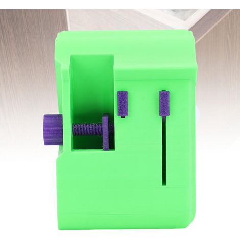 Cortador de cartón ajustable (3-5 cm) - Caja para guardar cuchillas de repuesto - Plástico - Verde - Cortador manual para cartón y pequeñas empresas (1/5)