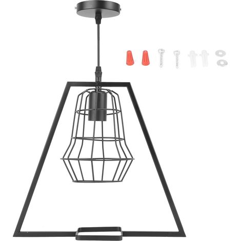 Ortviai Suspension Industrielle en Fer Vintage Cage Noire pour Salon/Chambre – E26/E27, 85-245 V, sans ampoule