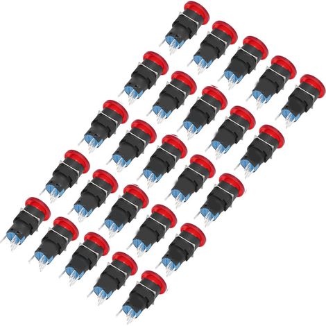 25 pièces/ensemble d'interrupteurs à bouton-poussoir en forme de champignon, en plastique rouge, IP65, adaptés aux machines-outils, 16 mm AC220V. (1/5)