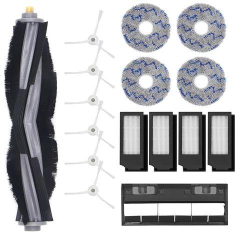 Accessoires pour ECOVACS DEEBOT T10 Turbo Robot Aspirateur -1Brosse Principale, 6Brosses Latérales, 4Filtres, 1Brosse Principale Couverture, 4Chiffons à Vadrouille, 1Brosse de nettoyage (1/5)