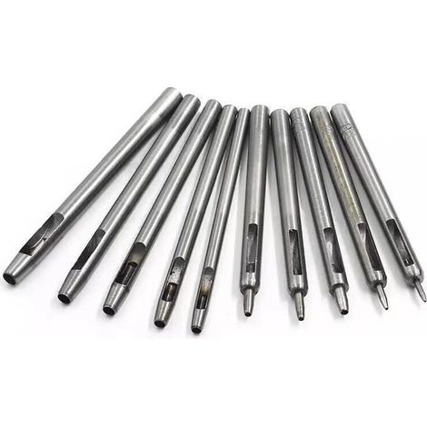 Taladro profesional para cuero: juego de 4 punzones redondos de acero inoxidable para cortar con precisión agujeros huecos en cuero, polipiel y telas gruesas.