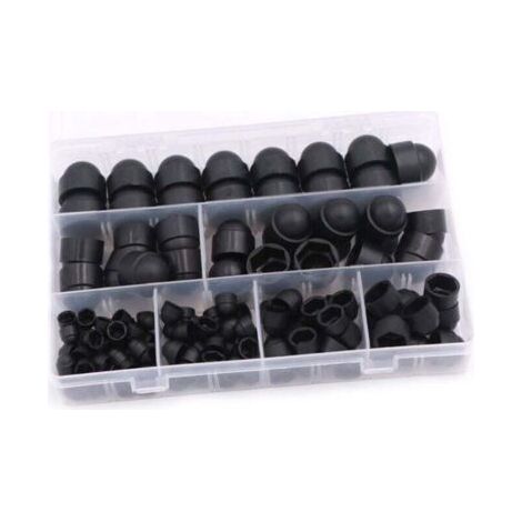 145 Pièces Cache Vis Écrou De Protection,Kit D'Écrous Dôme Capuchons De Protection Dôme Écrou De Boulon Couvrent 6 Tailles M4 M5 M6 M8 M10 M12 Avec Boîte Pour Machines, Meubles Et Véhicules (Noir)