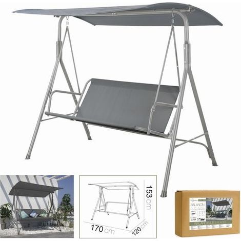 DK HOME BALANCIN ANTRACITA DE 3 PLAZAS 170 x 120 x 153cm (1/4)