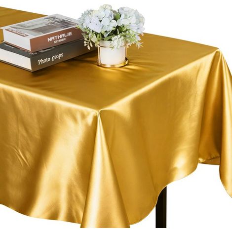 Rechteckige Satintischdecke 2er-Pack 145 cm x 259 cm Rechteckige Polyestertischdecke Weich und knitterfrei Glatter Stoff Waschbar Geeignet für (1/5)