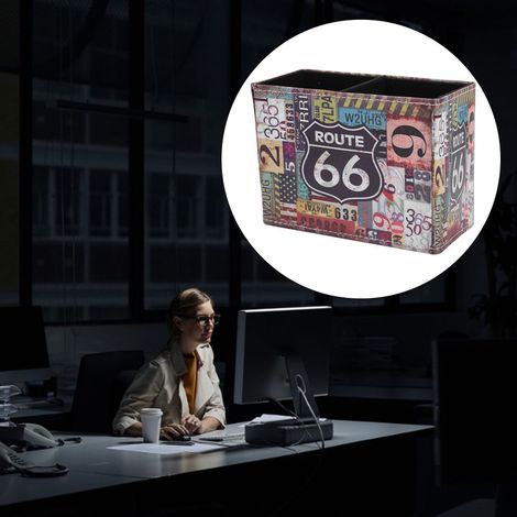 Étui à stylos vintage en cuir, coffret de bureau deux compartiments style rétro européen (2241-17) (1/4)