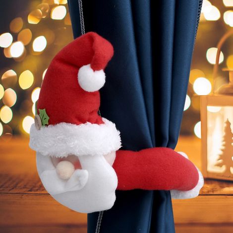 Attache De Rideau De Noël - Bonhomme De Neige Père Noël Poupée - Décoration Festive Pour Fenêtre Et Intérieur - Lot De 1 (1/5)
