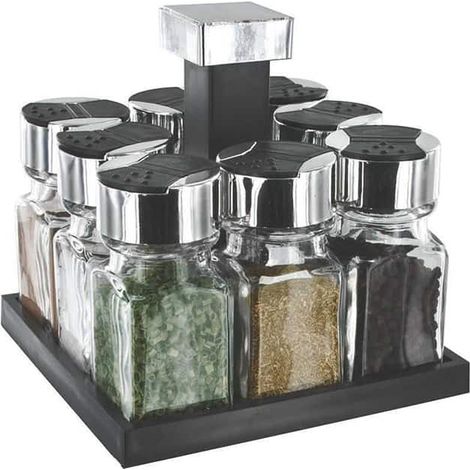 Présentoir à Epices avec 8 Pots en Verre (1/2)