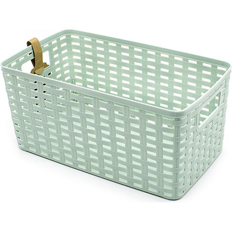 Cesta de almacenamiento organizador Rattan mimbre 10 Litros Verde claro (1/3)