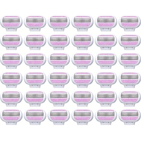 Tête De Rasoir De Rechange, Rasoir manuel pour femme à lames multicouches en acier inoxydable — Tête rose à 4 lames (1/3)