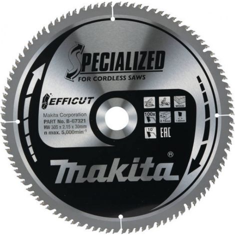 Makita – Lame de scie circulaire 305 mm – B67321 – Ø alésage 30 mm – Épaisseur 2.15 mm – 100 dents pour coupe précise