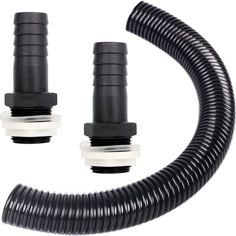 Downpipe connection kit for rain water collector, with 0.5 m 25 mm connection hose and mounting accessories, connection kit for 2 water connections, water tanks, rain barrels (1/3)