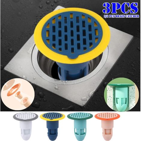 Neuer Badewannen-, Dusch- und Bodenfilterdeckel, Abflussstopfen, Silikon-Geruchsfilter, Waschbecken- und Badezimmerabflussfilter, 3 Stück (Blau)