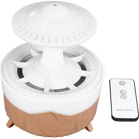 Mini humidificateur champignon, arôme de gouttes de pluie, lumière colorée, télécommande, humidificateur de bureau, prise UE 100-240 V, couleur bois (1/5)