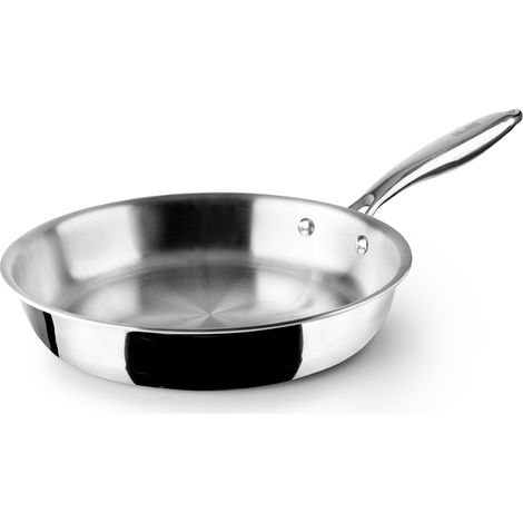 Poêle à frire en acier inoxydable tri-couche sans revêtement antiadhésif Ø18cm avec fond Ø12,8cm (1/4)