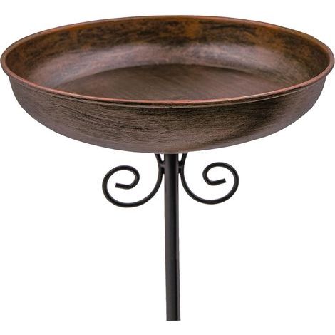 Kleine Vogeltränke aus Metall für den Außenbereich, Schale mit 25 cm Durchmesser und Ständer – Vogeltränke für Garten, Hof und Rasen – 1,5 Liter (1/5)