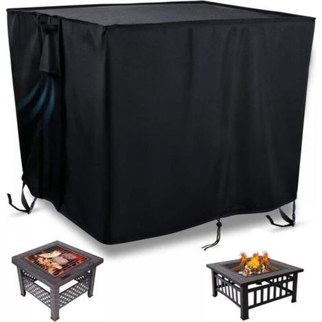 Housse de foyer carré de pour foyer à gaz de jardin imperméable et résistant en tissu Oxford 420D - 82 x 82 x 61 cm (noir) (1/3)