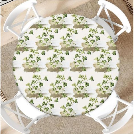 Runde Tischdecke mit Gummizug Ø 110cm, elastisch, Rattan Muster, für 95-105cm Gartentische