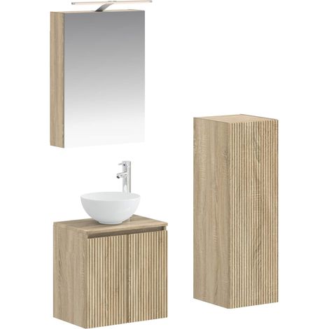 Ensemble de mobilier de salle de bain 4 pcs Chêne Sonoma vidaXL (1/5)