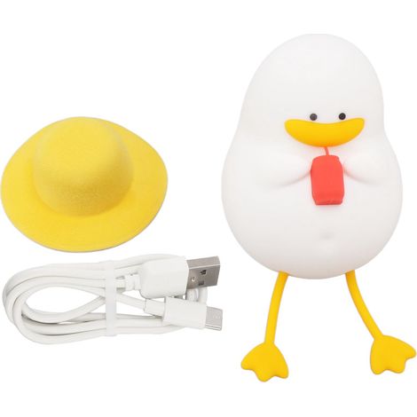 Veilleuse Canard Silicone Rechargeable USB RGB Lumière Chaude 3 Niveaux Minuteur Design Mignon Doux pour Chambre Enfant Adulte (1/5)