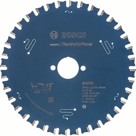 Bosch Professional 2608644367 Expert for Sandwich Panel-Hoja de Sierra Circular (190 x 30 x 2 mm, 36 Dientes), Color:, Ø 190 mm (1/3)
