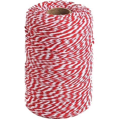 Ficelle de chanvre rouge et blanche, ruban de ficelle de coton de 100 mètres pour la pâtisserie, la découpe de viande, le bricolage, l'emballage de cadeaux et les décorations de Noël (1/4)