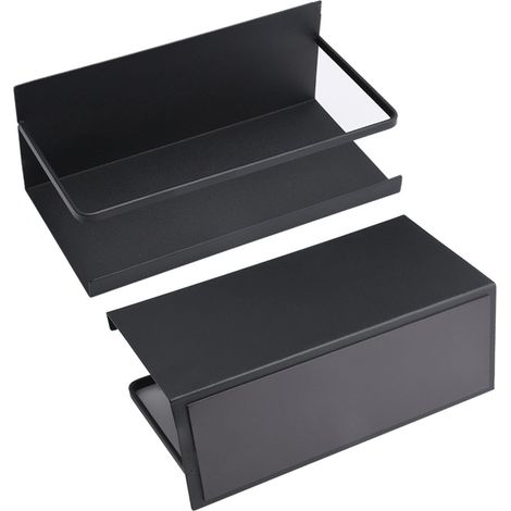 2pcs Étagère Magnétique pour Épices, Range-tout de Réfrigérateur, Support Polyvalent de Cuisine, Noir (1/5)