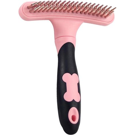 Brosse pour animaux avec manche antidérapant, peigne démêlant pour poils morts, outil de toilettage, rose (1/5)