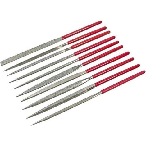Jeu de limes diamantées - 10 pièces - 3x140mm - Métal - Précision pour modélisme et bijouterie (1/4)