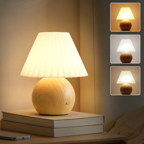 DEELUX Pilzlampe Tischlampe Kabellos,Touch Dimmbare Akku Nachttischlampe,Nachtlicht USB Aufladbar,Mid-Century Moderne Kleine Lampe,3-Stufiger Dimmung für deko Schlafzimmer Wohnzimmer,Hellholz
