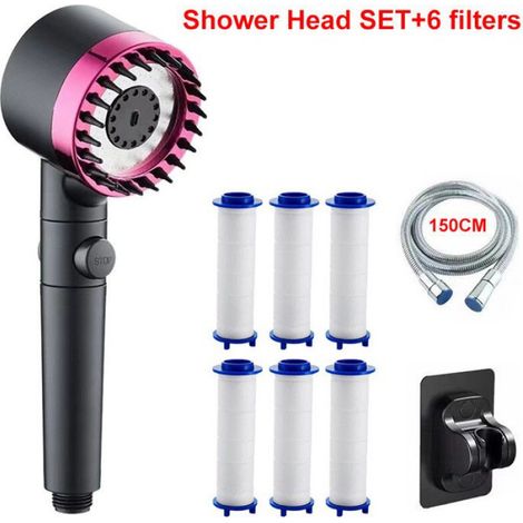 Pommeau de douche haute pression,4 Modes,avec Filtration d'eau,Massage,pomme de douche,douche à pluie,accessoires de - Purple Set B