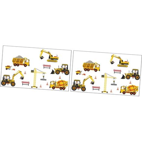2 Feuilles Sticker Mural Autocollant Décoration Murale Camion Cartoon pour Garçon Fille pour Chambre Salle de Classe et Bureau (1/5)