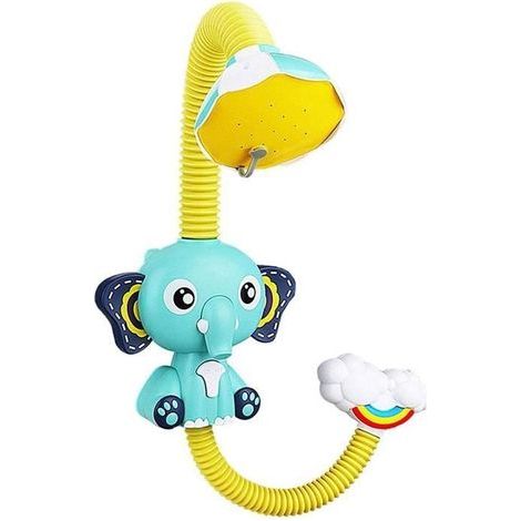 Badespielzeug – Kleiner Elefant – Elektrische Dusche – 4 Saugnäpfe – 16 x 9 x 69,5 cm – Blau (1/4)