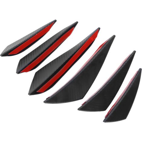 Lot de 6 ailerons de pare-chocs avant, style canard, autocollants noirs en fibre de carbone, style universel (1/5)