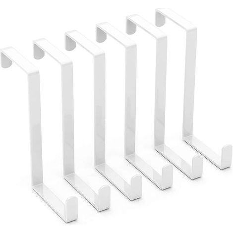 Lot de 6 crochets de porte. Crochet de porte en forme de Z, compatible avec les portes de 3,5 cm et 4,5 cm d'épaisseur. (1/5)
