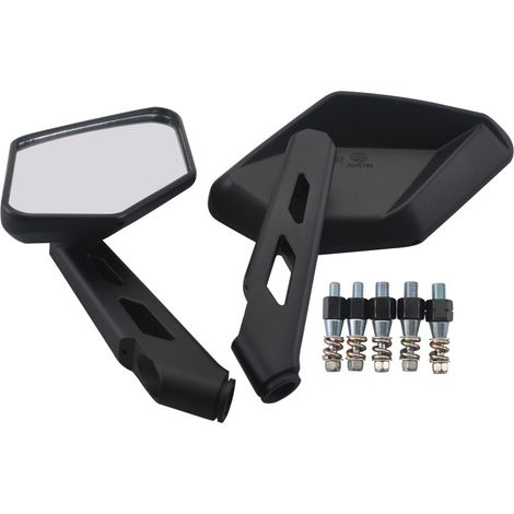 Accessoires universels pour motos : rétroviseur pentagonal noir, compatible KTM, Harley et BMW.