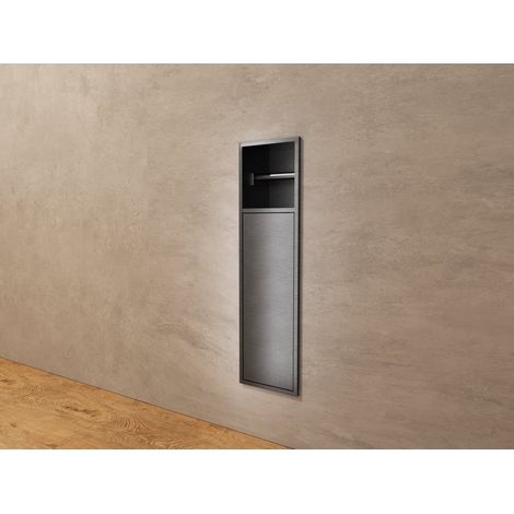 MEDIMEX HOR007/BGM EGEAN Hornacina Con Puerta Y Portarrollos 17x60 Black Gun Metal - ref: HOR007/BGM (1/2)