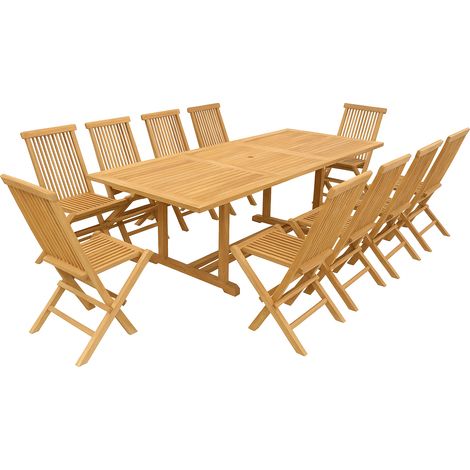 Rechteckiger Tisch + 10 Stühle KAJANG