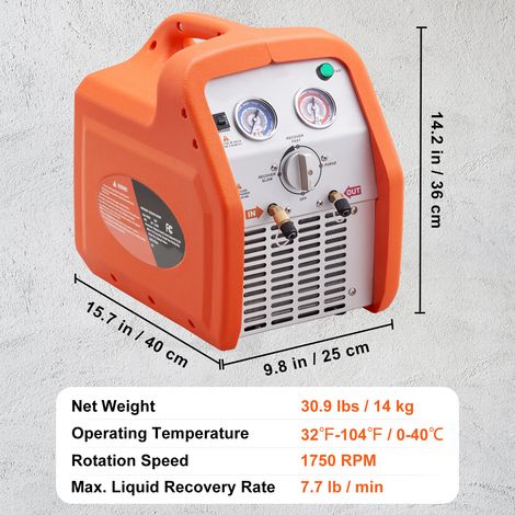 Mophorn 1 PS Kältemittel-Rückgewinnungsmaschine, Doppelzylinder, 220 – 240 V, 50 Hz, Hochdruckschutz, HVAC, Dampf-Flüssigkältemittel, Auto-Klimaanlage