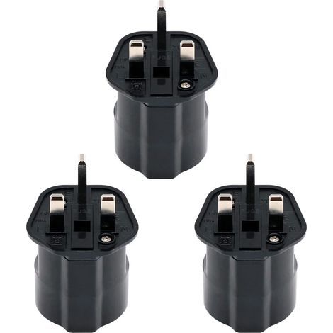 Adaptador de la UE a Reino Unido/Hong Kong/Singapur/EAU/Arabia Saudita con fusible de 13 A y obturador de seguridad, conector europeo de 2 pines DE/FR/IT/ES convertido a 3 pines del Reino Unido (3 pie (1/5)