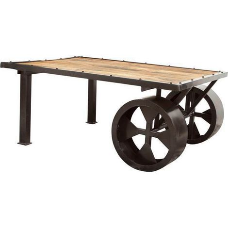 Table basse 110x80 Manguier laqué Bois naturel RAILWAY 133