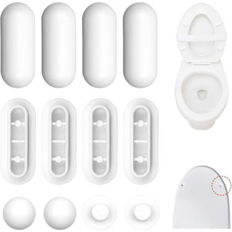 QORVA-12 Pièces (blanc) Tampons pour Abattant De WC, Amortisseur Universel pour Siège Et Couvercle de Toilette, Réduit le Bruit, pour La Maison, le Bureau et L'hôtel (1/5)