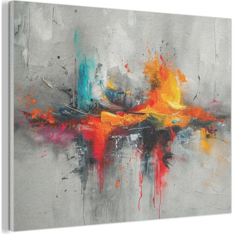 TABLEAU ACOUSTIQUE Art moderne - Orange - Gris - Abstrait Décoration Murale Feutre 100x70 cm (1/5)