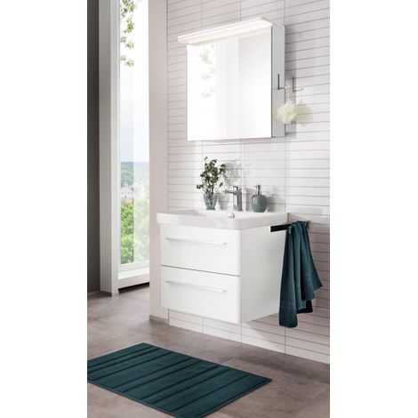 Lanzet K8 Badmöbel Set 3-teilig, 60cm, Weiß, LED-Spiegelschrank, Keramikbecken-06379145 (1/5)