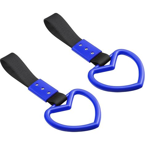 Lntyq Stück herzförmige Autogurte, Warngriffgurt für die hintere Stoßstange des Autos, Drift-Charm-Gurt, Drift-Charm-Gurte, Autodekorationszubehör (blau) (1/4)